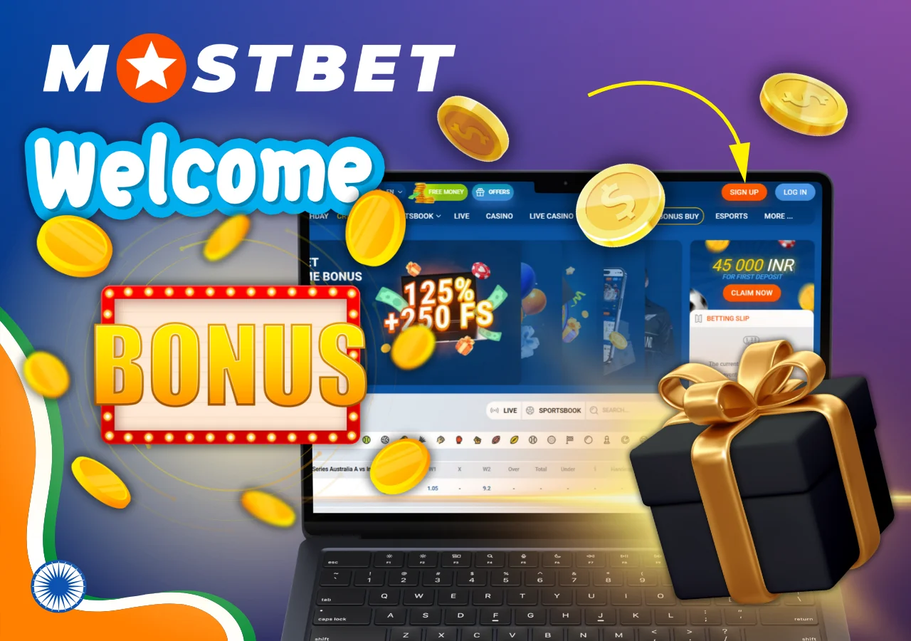 To get the Mostbet welcome bonus, register.